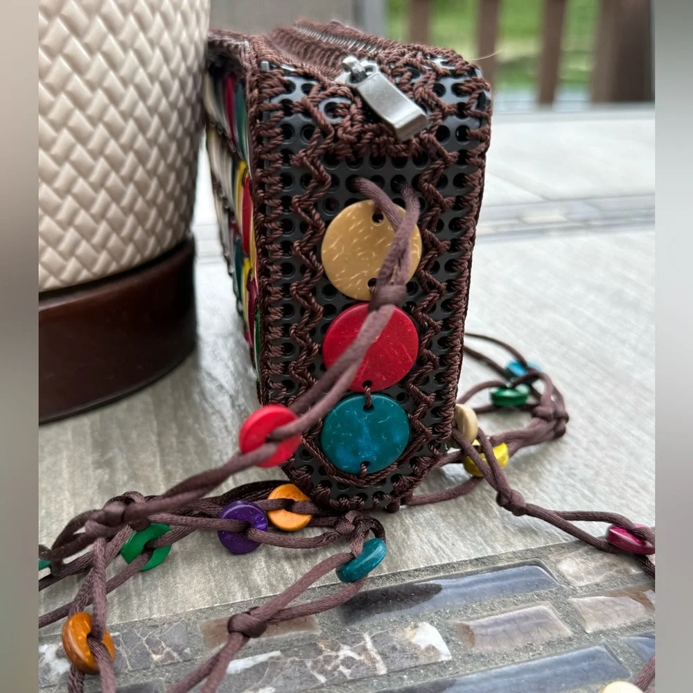 GUC! Vintage Colorful Coconut Shell Handmade Crossbody Women's Bag - Picture 4 of 11